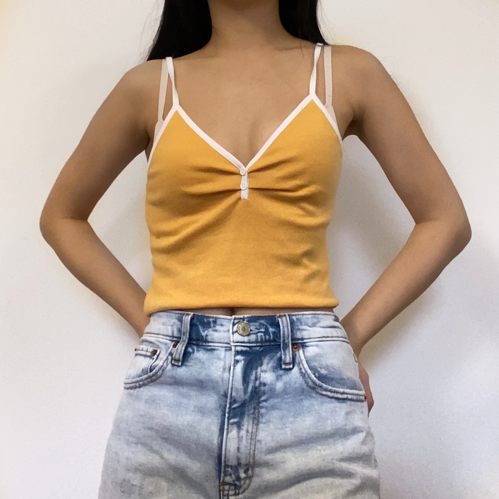 Yellow ruched tank top